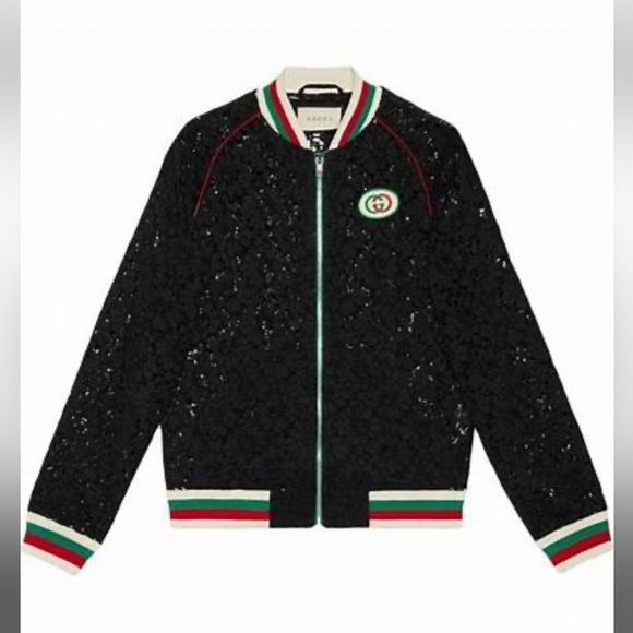 GUCCI 🌟 Floral Guipure Lace Bomber Jacket in Black—NWT - Picture 4 of 17